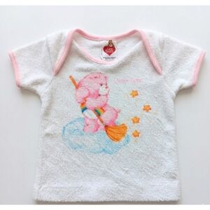 Care Bears Vintage 80s Baby Shirt Cheer Bear Pink 6 Months Made in USA Terry